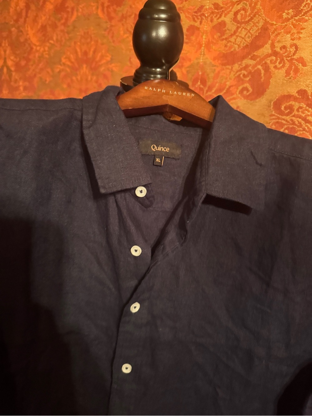 Quince 100% European Navy Linen Short-Sleeve Button-Down Shirt - Picture 4 of 8